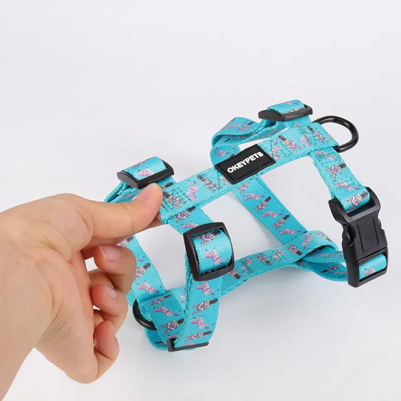 OKEYPETS - OKEYPETS Pet Supplies Custom Logo Strength Quality Polyester Soft vest Adjustable Dog Harness Belt Polyester Webbing Harness 1