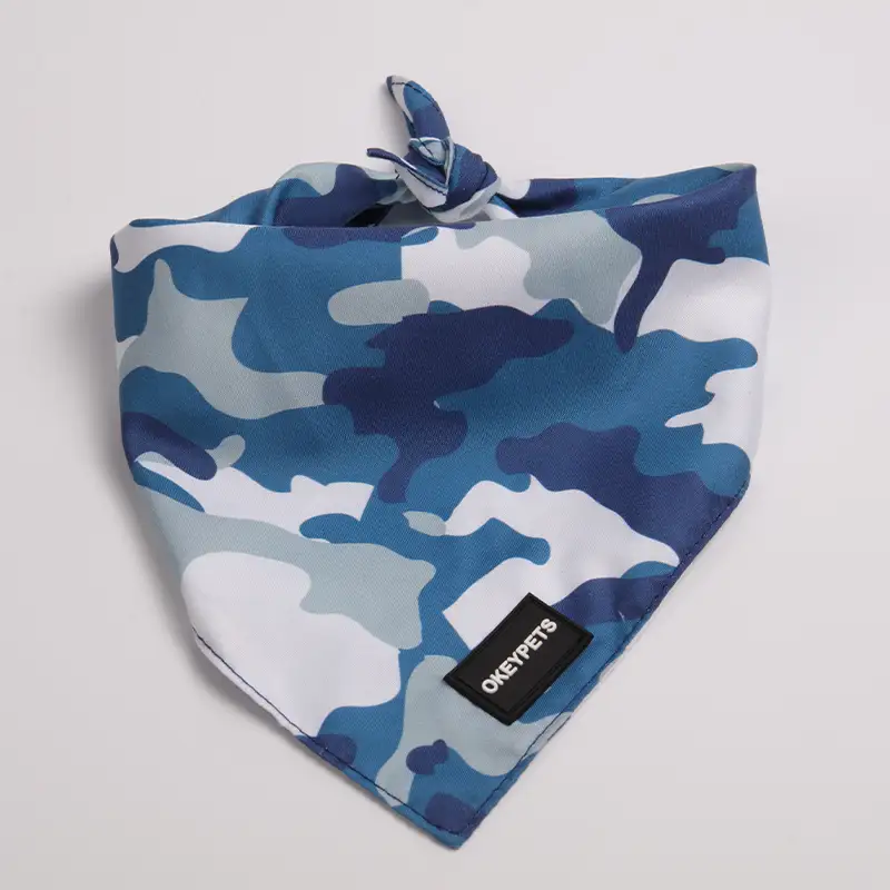 OKEYPETS - Écharpe/bandana triangulaire personnalisée pour chat et chien, en coton double couche respirant et lavable. 1