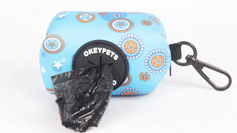 OKEYPETS Pet Accessories Dog leash Attachment Zippered Pouch Neoprene Dog Waste Bag Dispenser 1