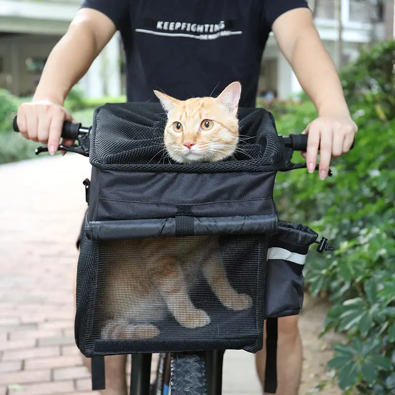 OKEYPETS - OKEYPETS Panier de vélo souple de luxe pour chien et chat, amovible, à fixation rapide, sac à dos de transport pour animaux de compagnie extensible 1