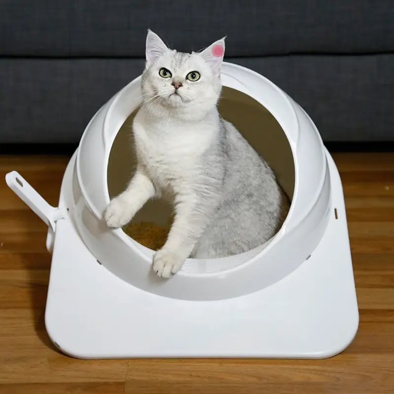 OKEYPETS - Bac à litière de luxe grand format fermé, désodorisant et anti-éclaboussures, portable et facile à nettoyer 1