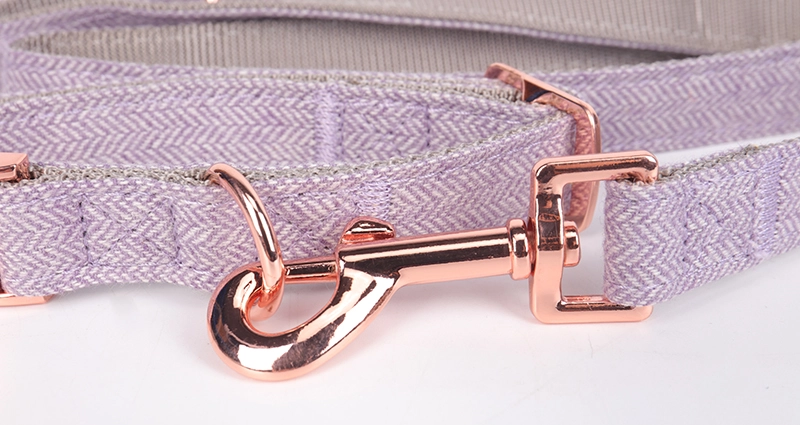Okeypets England Style Cotton Dog Collar Leash With Rose Gold Buckle 13