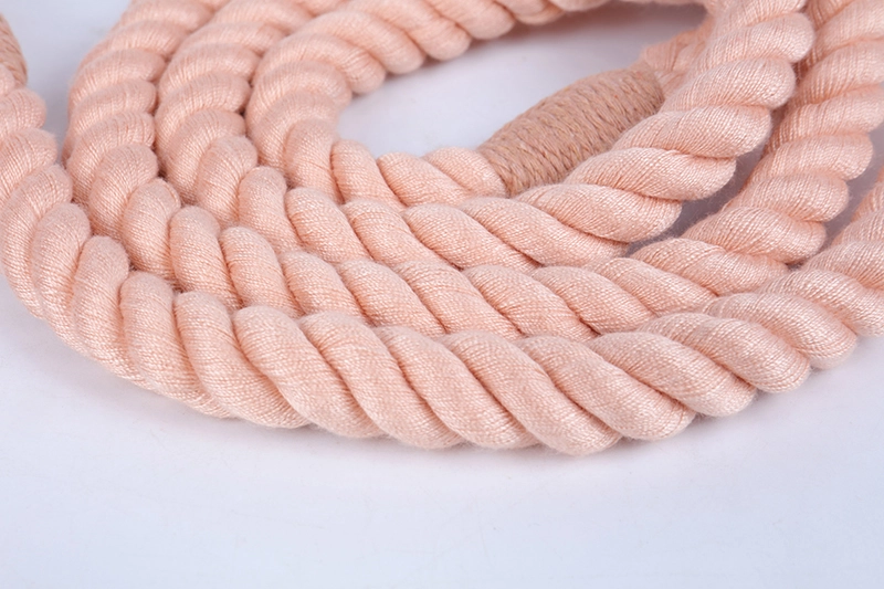 OKEYPETS Atraktivní ručně vyráběné bavlněné pletené paracordové vodítko pro psy v zaprášené růžové barvě 13