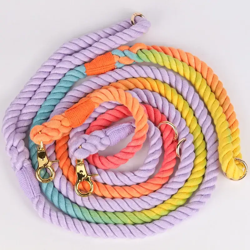 Cotton Dog Leash with Golden Metal Hook 2