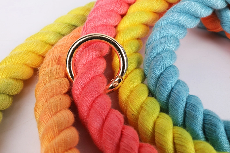 OKEYPETS Vente en gros, laisses arc-en-ciel personnalisées en coton naturel écologique faites à la main pour grands chiens. 18