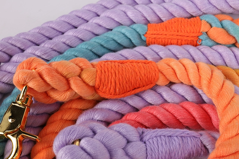 OKEYPETS Vente en gros, laisses arc-en-ciel personnalisées en coton naturel écologique faites à la main pour grands chiens. 15