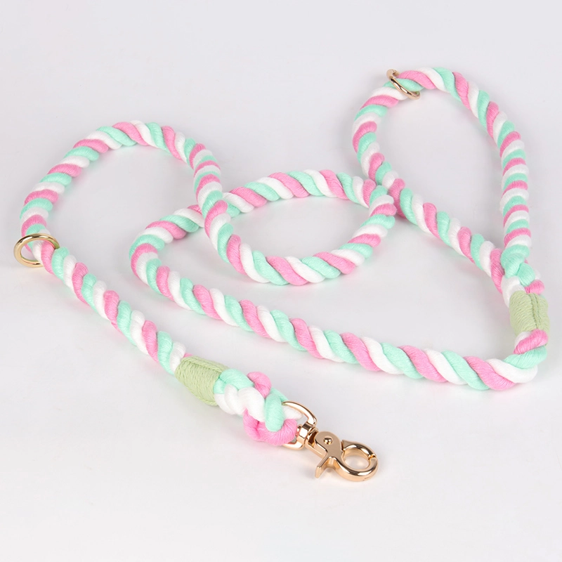 OKEYPETS Accessoires pour animaux de compagnie tendance Laisse multifonctionnelle en coton doux coloré faite à la main pour chien 9