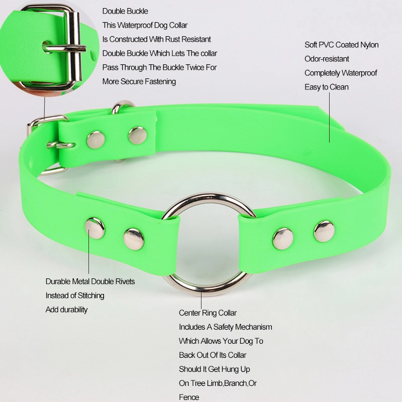 Collier pour animaux de compagnie OKEYPETS réglable, durable et anti-odeur, couleur verte, en PVC imperméable 5