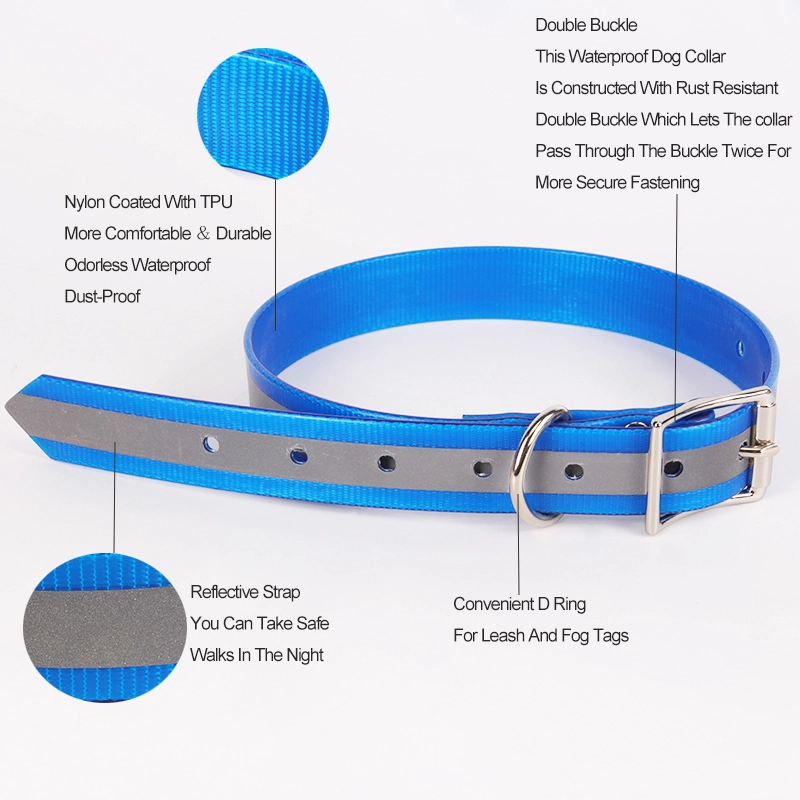 Collier de dressage pour chien OKEYPETS en sangle de nylon enduite de TPU, imperméable et réglable avec réflecteur 6