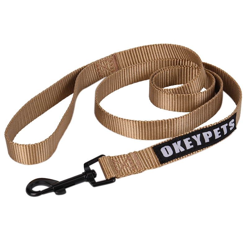 Collier pour chien OKEYPETS en nylon résistant et ajustable, couleur unie, avec logo tissé 4