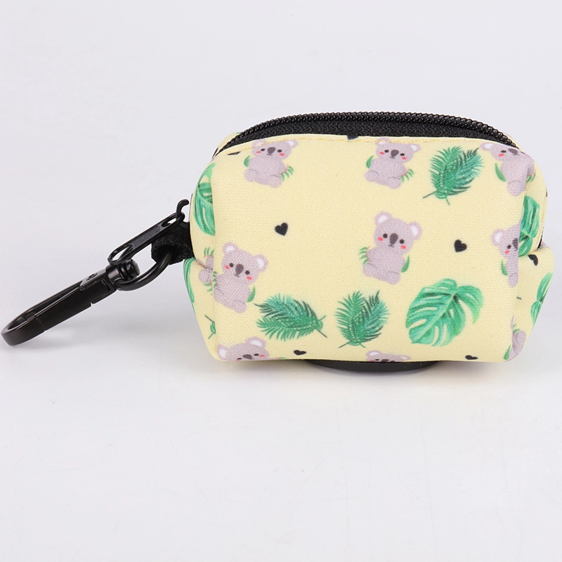OKEYPETS Dog Accessories Cute Yellow Cartoon Sublimation Neoprene Dog Poo Bags Holder Eco-friendly Pet Bag Dispenser 11