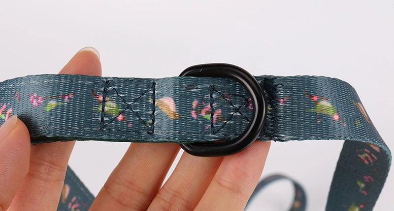 Colliers et laisses pour chiens personnalisés OKEYPETS, imprimés fleurs printanières noires et vertes avec oiseaux 14