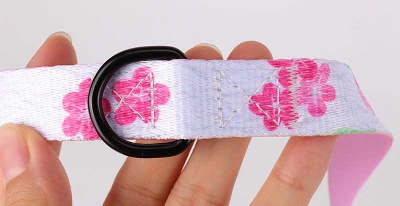 OKEYPETS Collier et laisse pour chien en sangle blanche imprimé floral rose 15