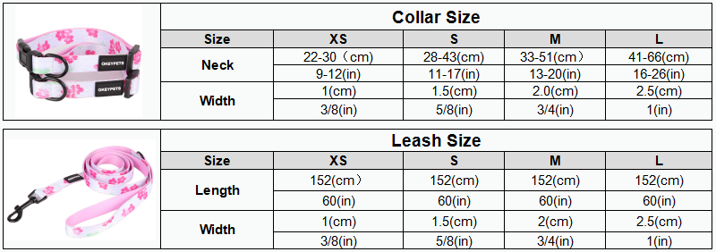 OKEYPETS Collier et laisse pour chien en sangle blanche imprimé floral rose 7