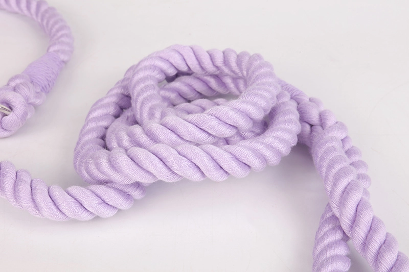 OKEYPETS Guinzaglio e collare per cani in cotone resistente e colorato viola con catena in acciaio inossidabile 11