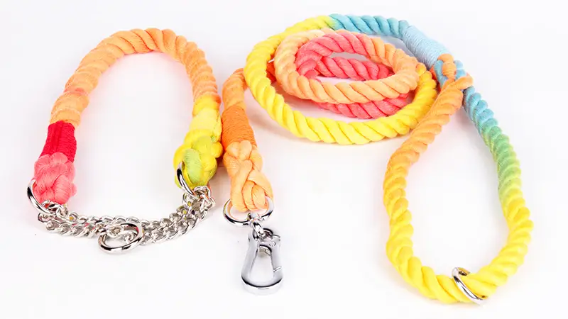 OKEYPETS - Juego de correa y collar de algodón para perros, venta al por mayor, cuerda trenzada resistente, correa fuerte para correr con collar 1