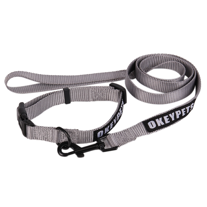 Collier pour chien OKEYPETS personnalisé, gris, réglable, en nylon haute densité 4
