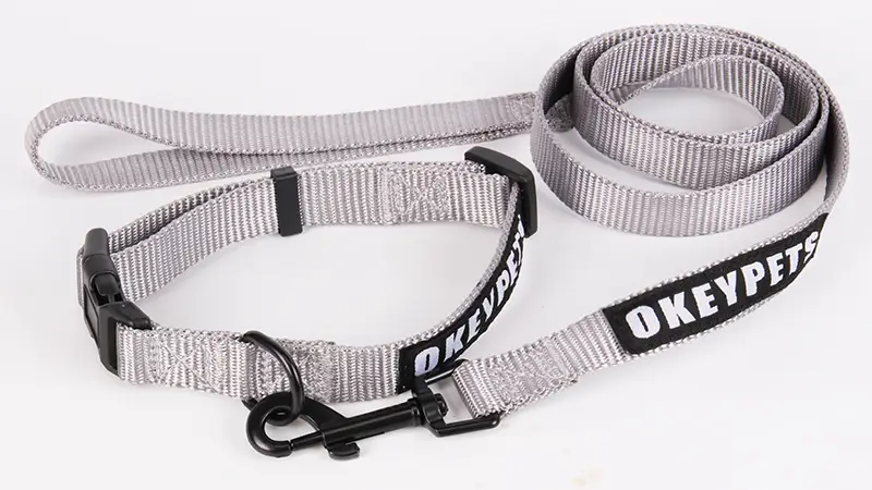 OKEYPETS Collier ajustable en nylon avec laisse assortie - Ensemble collier et laisse pour chien 1