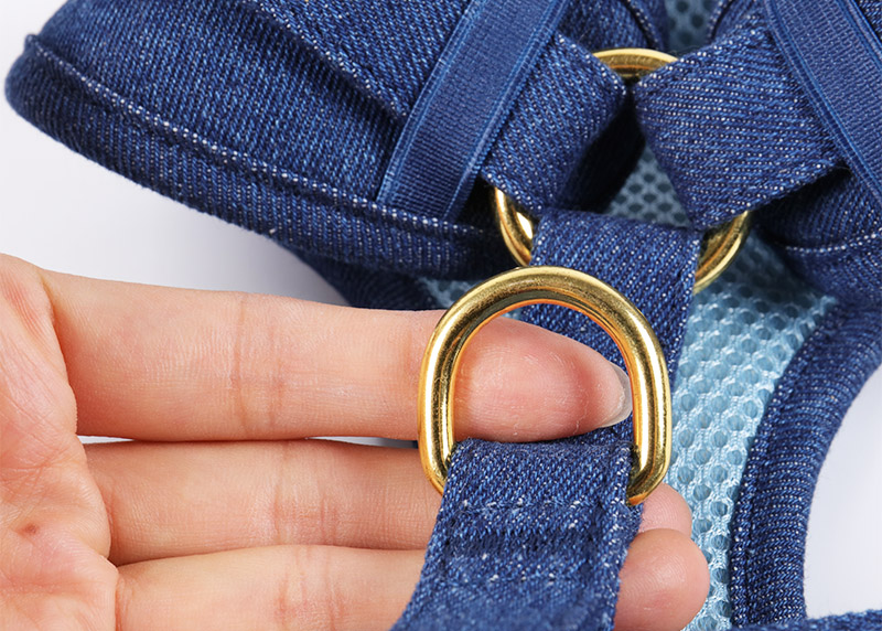 OKEYPETS Ensemble harnais de cowboy personnalisé en jean pour chien, laisse et collier, accessoires pour animaux de compagnie, harnais en denim tendance. 13