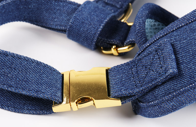 OKEYPETS Ensemble harnais de cowboy personnalisé en jean pour chien, laisse et collier, accessoires pour animaux de compagnie, harnais en denim tendance. 14