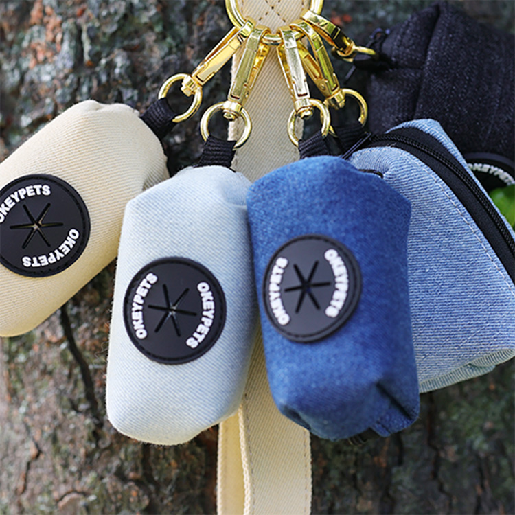 OKEYPETS Ensemble harnais de cowboy personnalisé en jean pour chien, laisse et collier, accessoires pour animaux de compagnie, harnais en denim tendance. 17