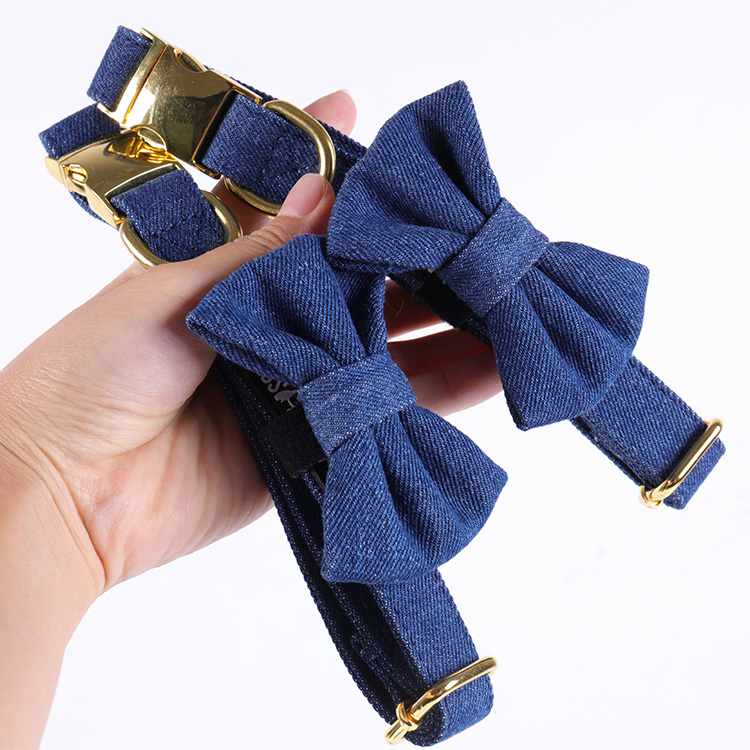 OKEYPETS Ensemble harnais de cowboy personnalisé en jean pour chien, laisse et collier, accessoires pour animaux de compagnie, harnais en denim tendance. 20