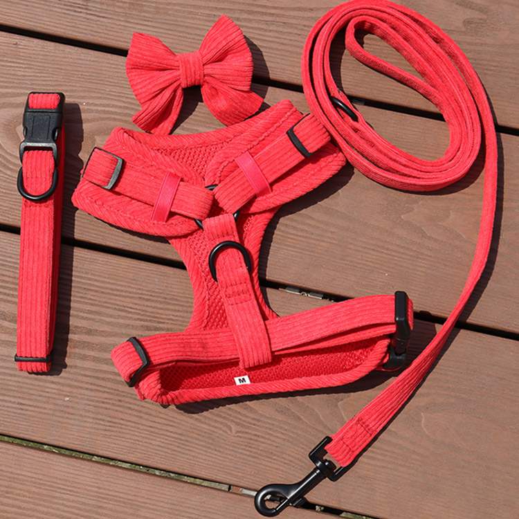 OKEYPETS Custom Corduroy Dog Harness Set-Soft  comfortable 19