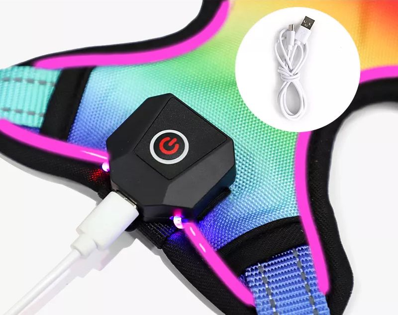 Harnais tactique personnalisé pour animaux de compagnie, gilet avec lumière LED, robuste, anti-traction, rembourré, réfléchissant, rechargeable, pour chien. 4