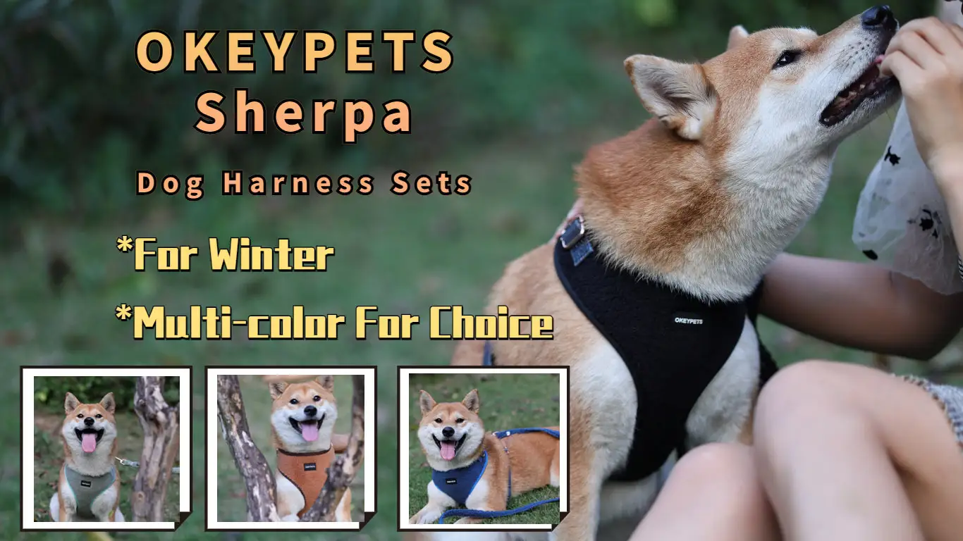 OKEYPETS Harnais de luxe pour chien, en sherpa ajustable, ensemble de harnais pour chien pur. 1