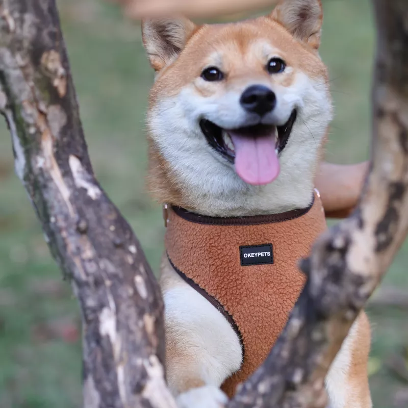 OKEYPETS Harnais de luxe pour chien, en sherpa ajustable, ensemble de harnais pour chien pur. 5
