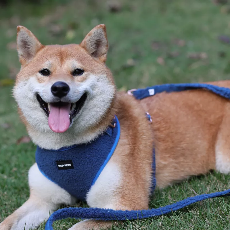 OKEYPETS Harnais de luxe pour chien, en sherpa ajustable, ensemble de harnais pour chien pur. 4