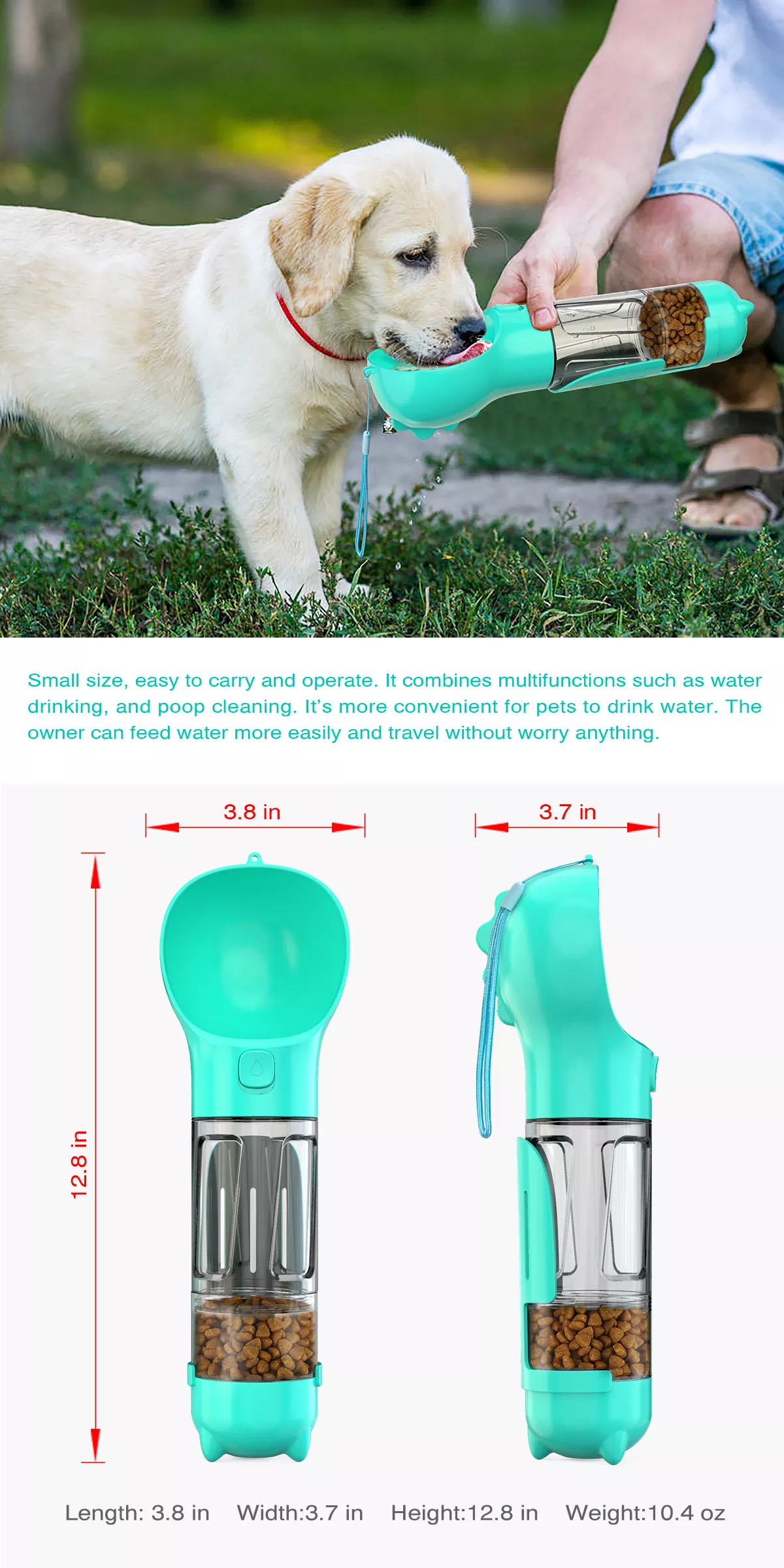 OKEYPETS Vente en gros Bouteille d'eau portable pour chien, distributeur 4 en 1, gamelle d'eau pour animaux de compagnie, mangeoire extérieure 7