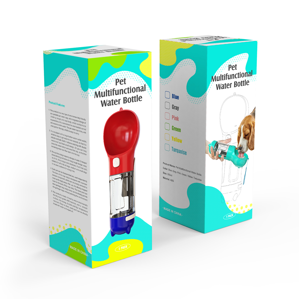 OKEYPETS Vente en gros Bouteille d'eau portable pour chien, distributeur 4 en 1, gamelle d'eau pour animaux de compagnie, mangeoire extérieure 12