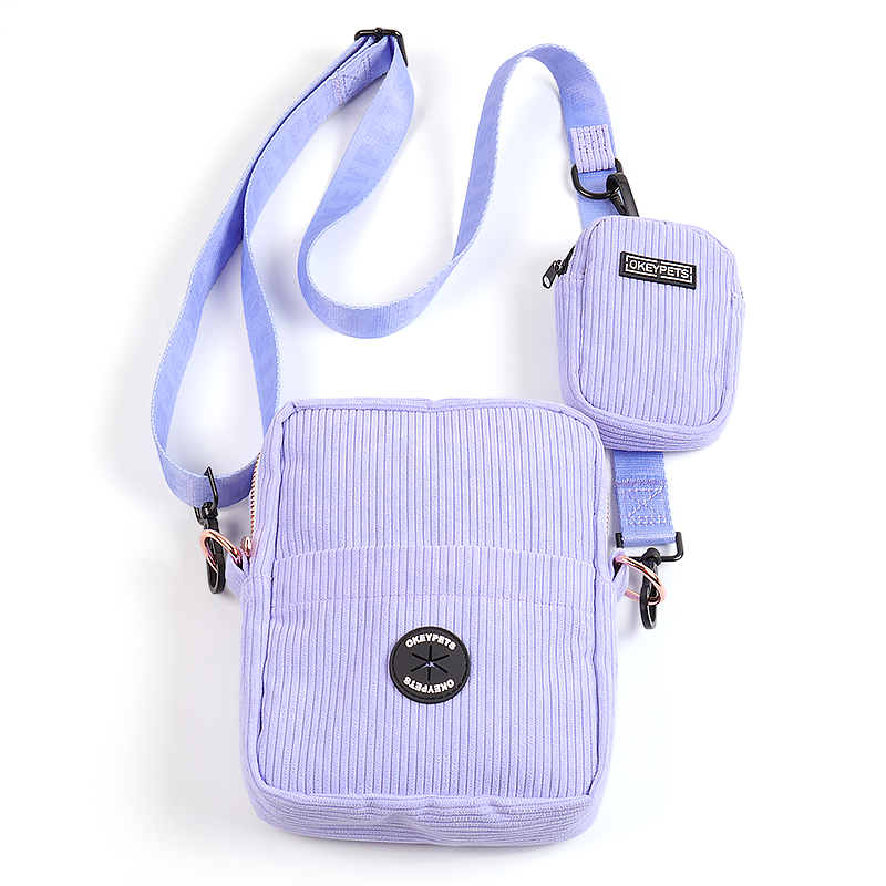 OKEYPETS Аксесоари за домашни любимци, кадифена чанта за пътуване с кучета, персонализирана и презрамка, торбичка за лакомства за обучение на кучета през тялото 6