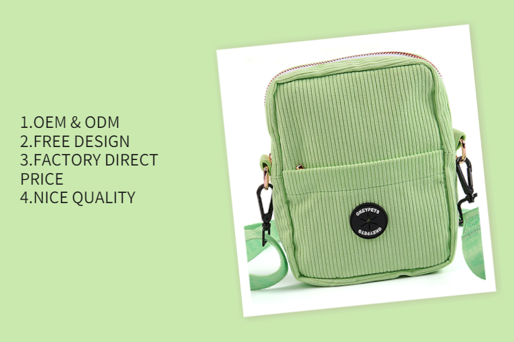 OKEYPETS Аксесоари за домашни любимци, кадифена чанта за пътуване с кучета, персонализирана и презрамка, торбичка за лакомства за обучение на кучета през тялото 9