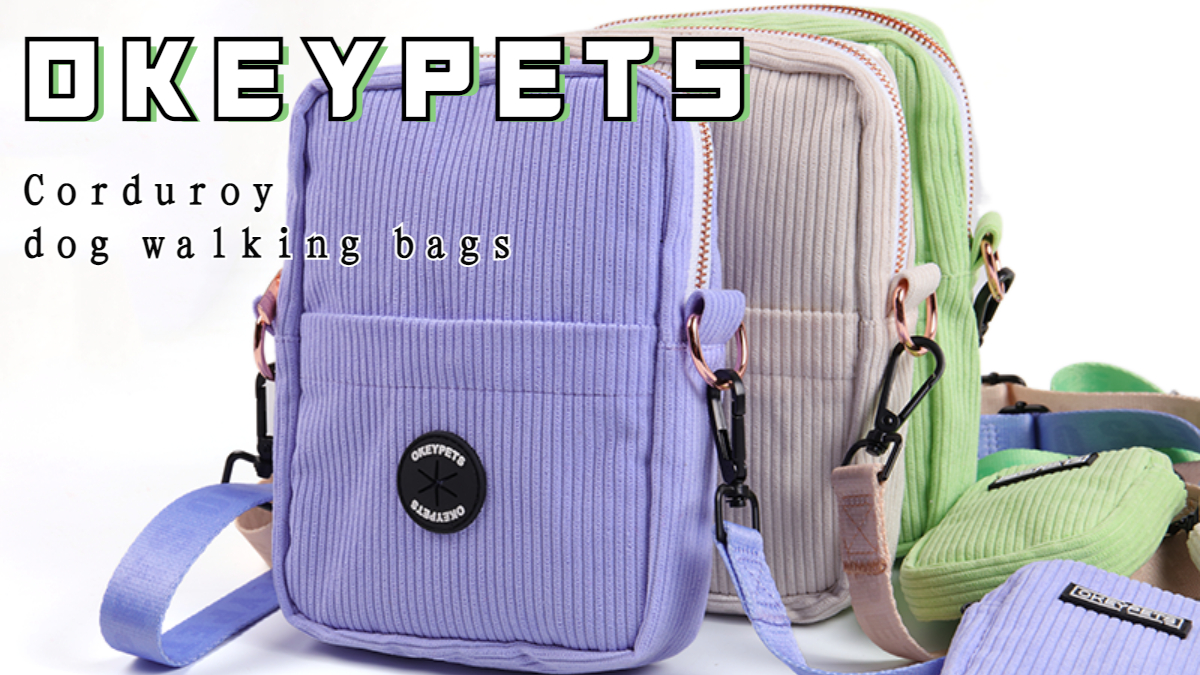 OKEYPETS Аксесоари за домашни любимци, кадифена чанта за пътуване с кучета, персонализирана и презрамка, торбичка за лакомства за обучение на кучета през тялото 2