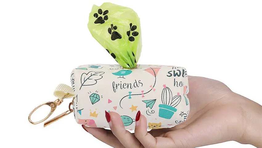 Distributeur de sacs à déjections canines en cuir OKEYPETS personnalisé avec logo pour les voyages en extérieur 1