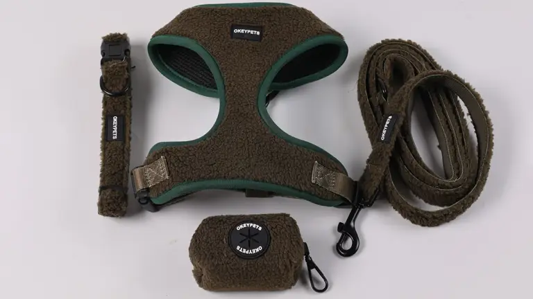 Plüss Sherpa kutyahám és póráz szett, lélegző, meleg kutyahám, dizájner kutyamellény, könnyen felvehető 1