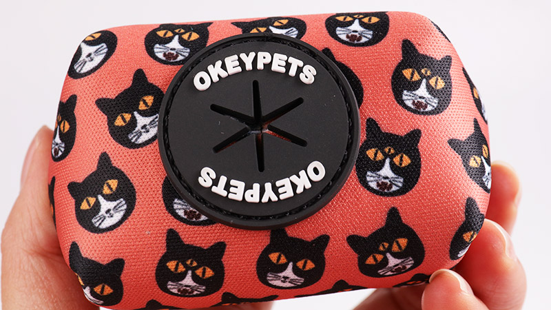 Distributeur de sacs à déjections canines écologiques en néoprène à motifs personnalisés OKEYPETS 7