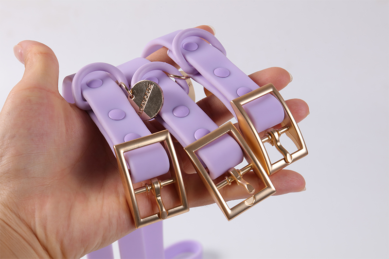 Ensemble collier et laisse pour chien en PVC multicolore, en vente en gros. Collier souple imperméable avec logo personnalisé et étiquette nominative. 10