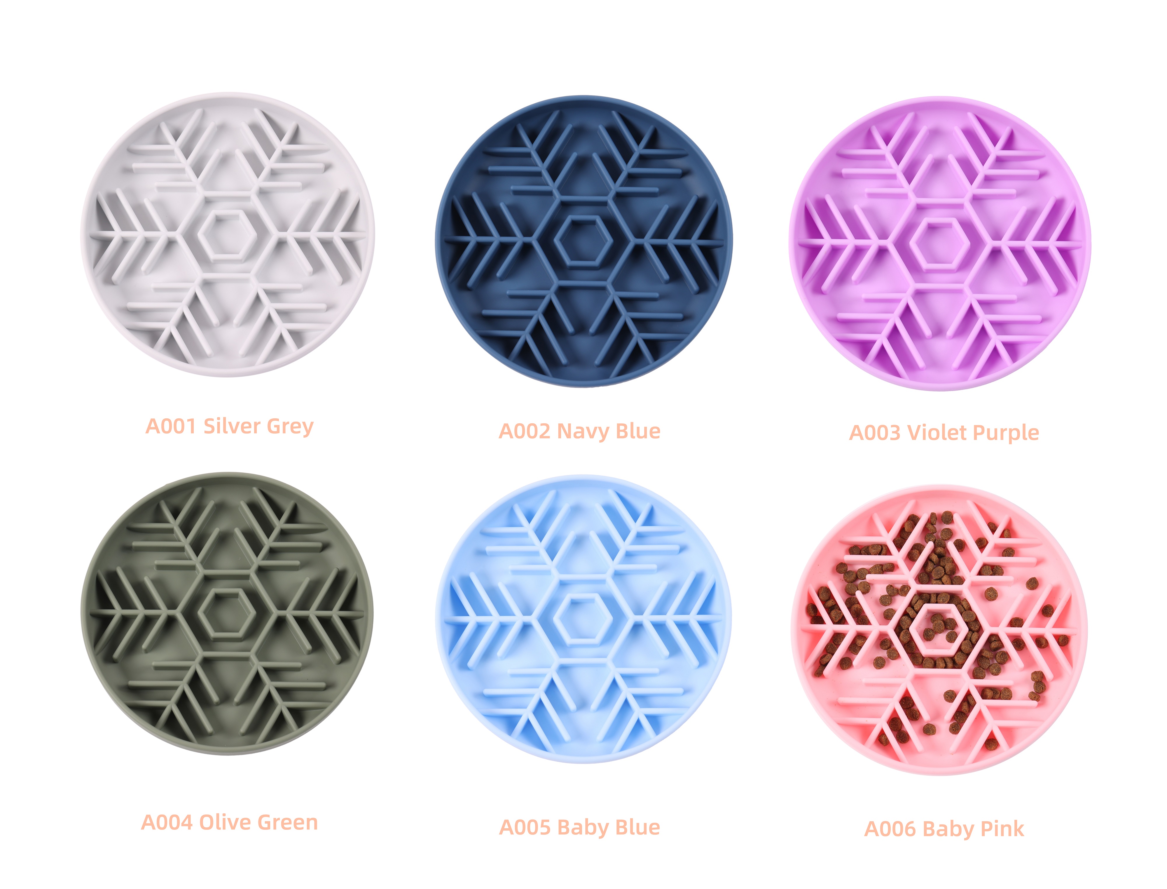 Gamelle puzzle ludique en silicone avec logo personnalisé, ronde, rose et bleue, pour chien, avec ventouses, idéale pour une alimentation lente. 3