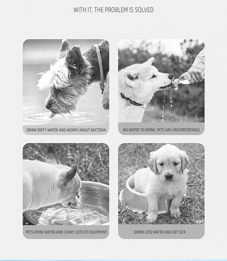 2-i-1 multifunksjonell kjæledyrmatbeholder bærbar vannflaske til hunder drikkeflaske til hunder 3
