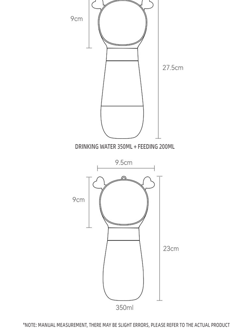 2-i-1 multifunksjonell kjæledyrmatbeholder bærbar vannflaske til hunder drikkeflaske til hunder 29