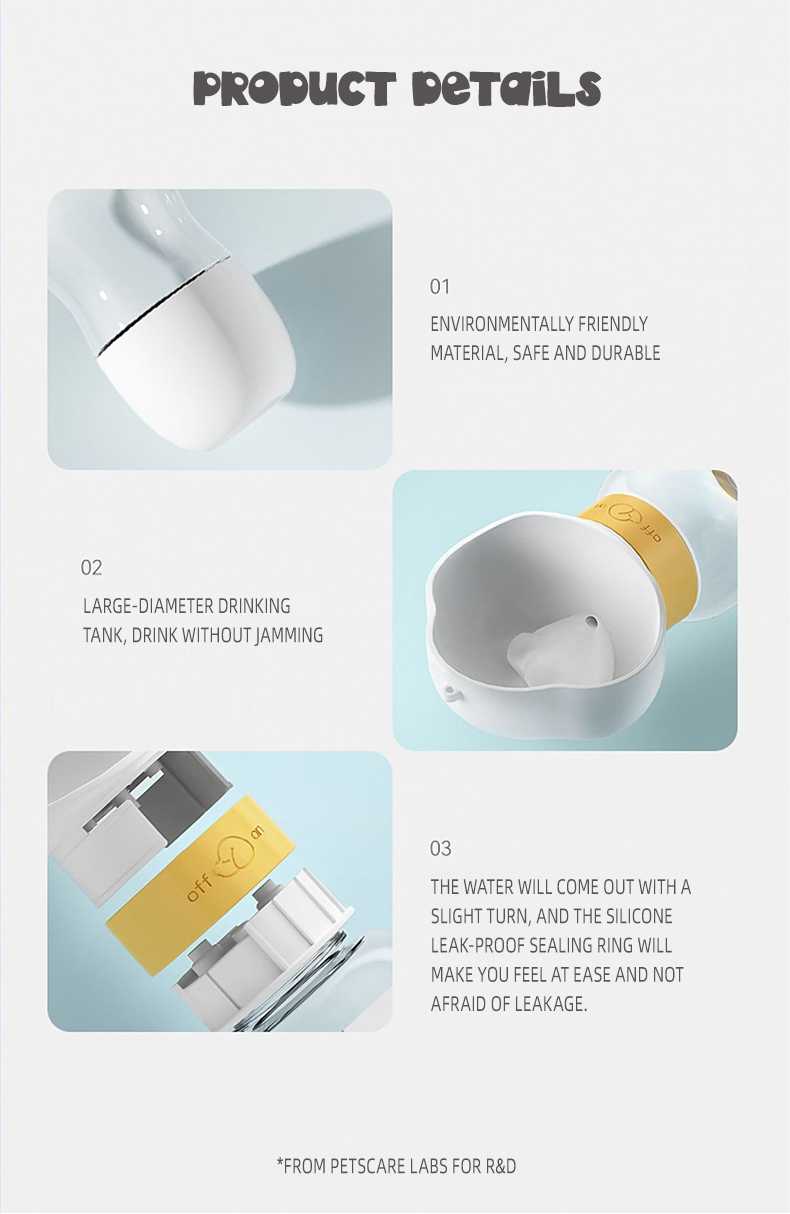 2-i-1 multifunksjonell kjæledyrmatbeholder bærbar vannflaske til hunder drikkeflaske til hunder 14