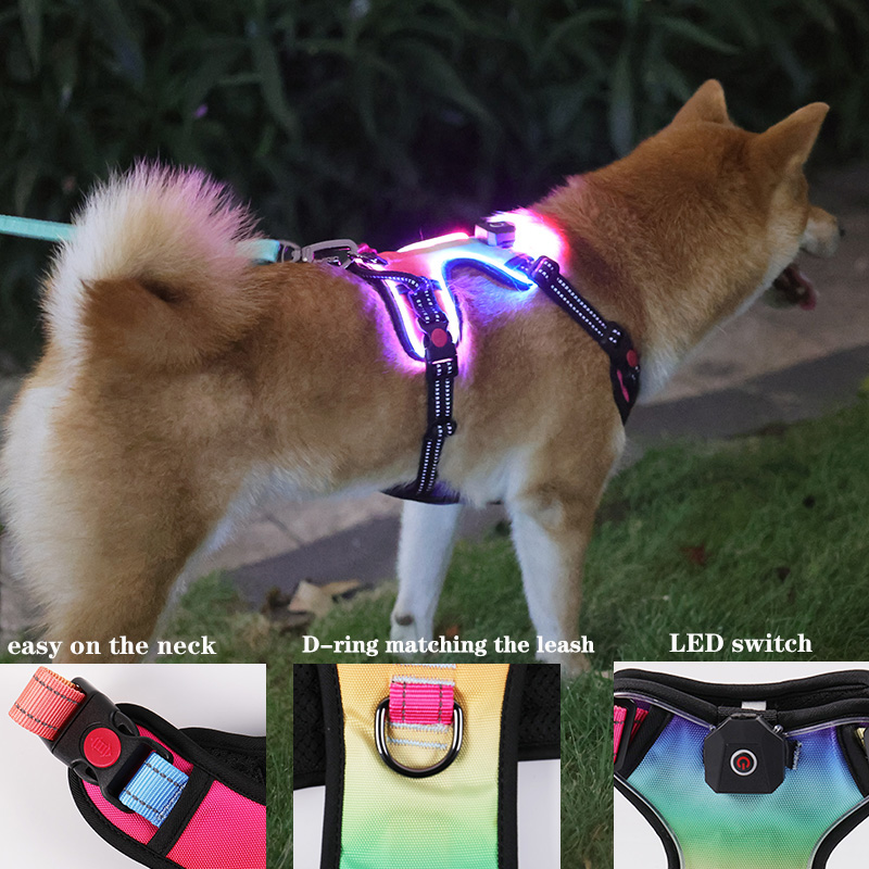 OKEYPETS Harnais pour chien rechargeable USB, vente en gros, harnais LED pour chiens de taille moyenne 16
