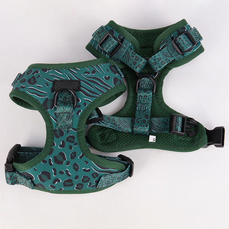 OKEYPETS Brugerdefineret Neopren Sublimeringsdesign Polyester Mesh Komfortabel Justerbar Hundesele Sæt Til Kæledyr 3