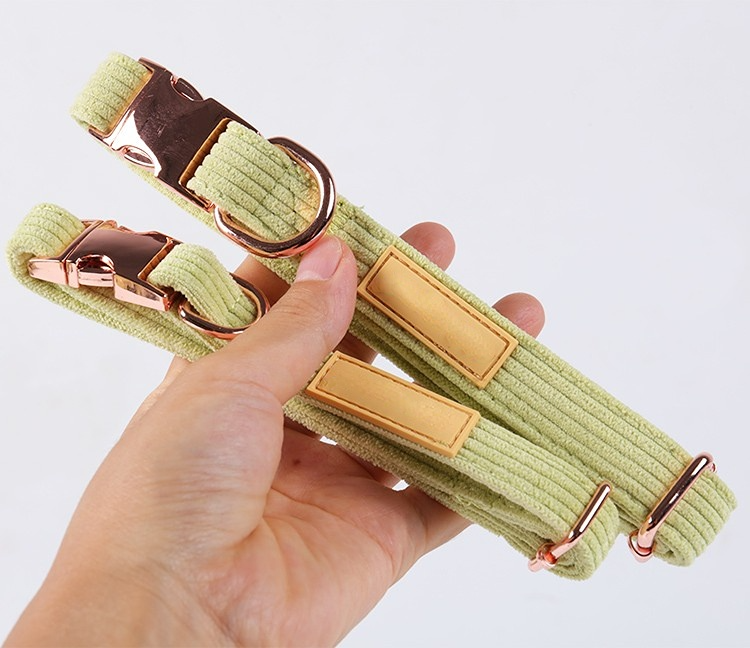 Ensemble harnais pour chien en velours côtelé bleu foncé, pour chiens de petite et moyenne race 8