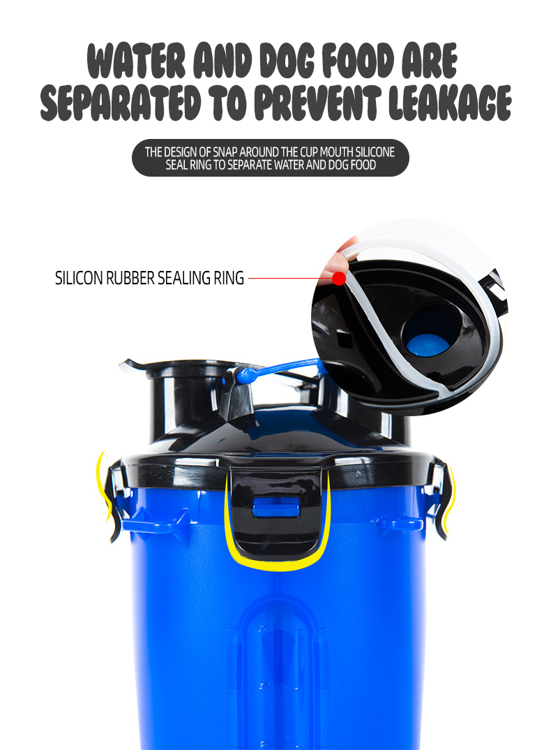 Nagykereskedelmi multifunkcionális szivárgásmentes 2 az 1-ben ivópalack, lassú etető, szilikon, kültéri összecsukható vizespohár készlet kisállatoknak 7