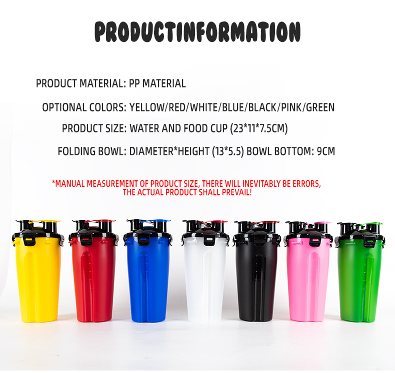 Nagykereskedelmi multifunkcionális szivárgásmentes 2 az 1-ben ivópalack, lassú etető, szilikon, kültéri összecsukható vizespohár készlet kisállatoknak 3