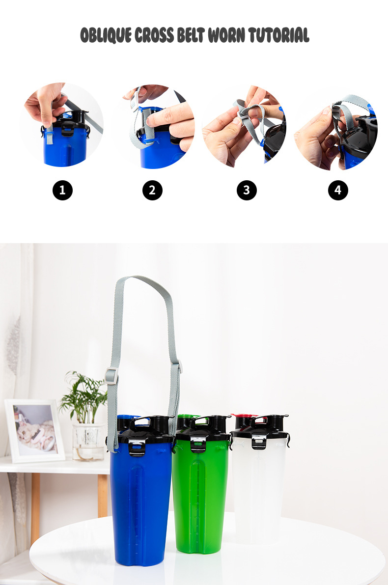 Nagykereskedelmi multifunkcionális szivárgásmentes 2 az 1-ben ivópalack, lassú etető, szilikon, kültéri összecsukható vizespohár készlet kisállatoknak 12